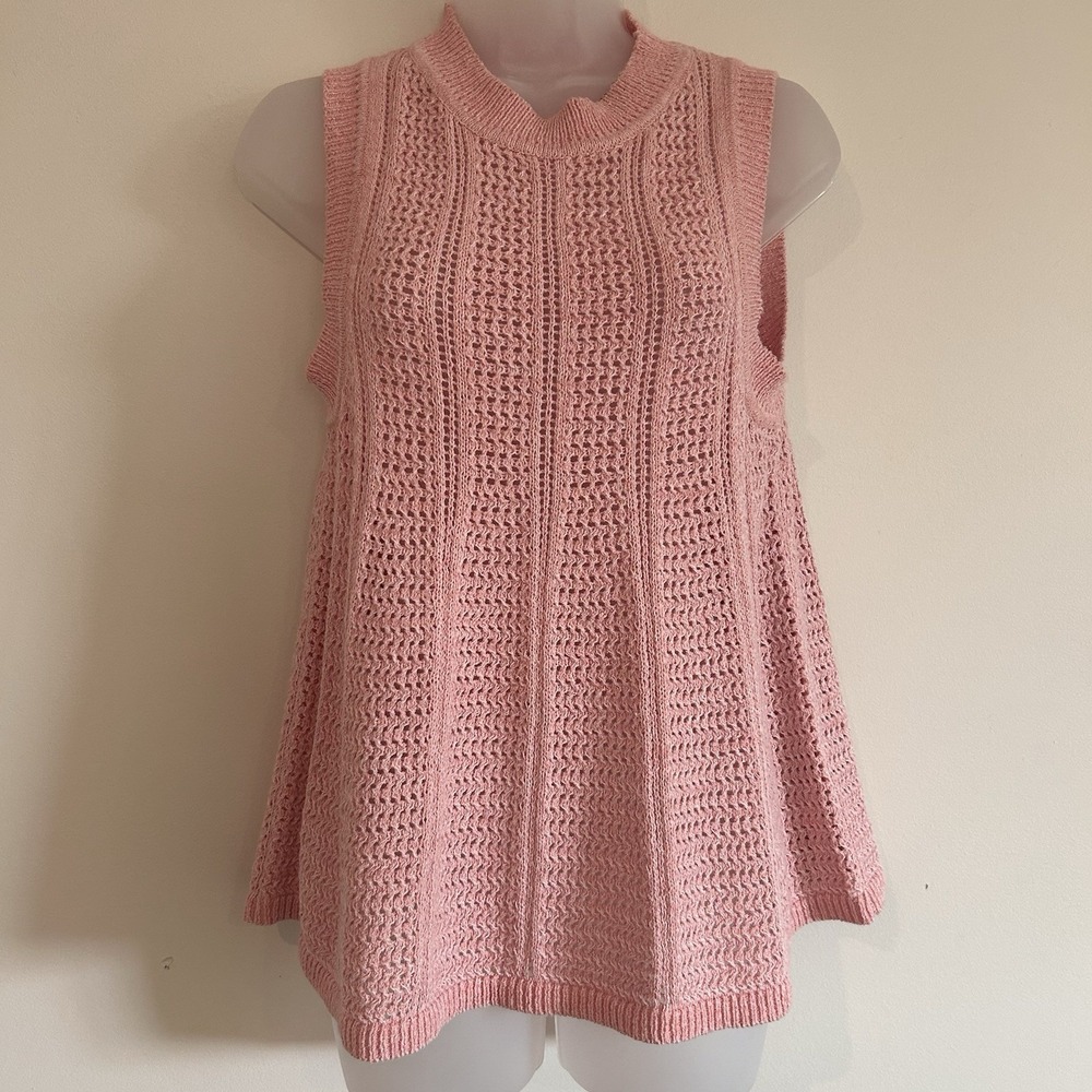 C & C California Sweater Sleeveless Sz S Vest Crochet Open Knit Beach Resort